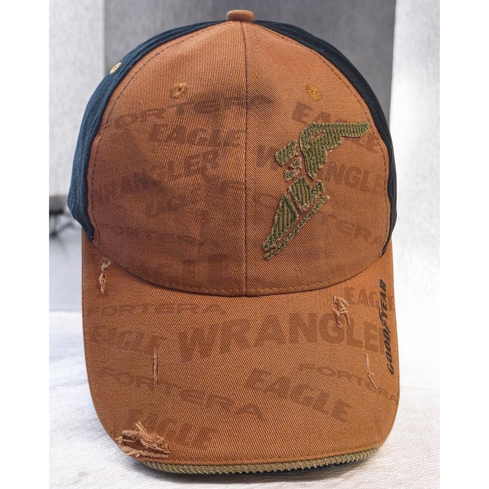 Goodyear Eagle Forterra Wrangler Hat Brown Black Distressed K-Products Mens Cap